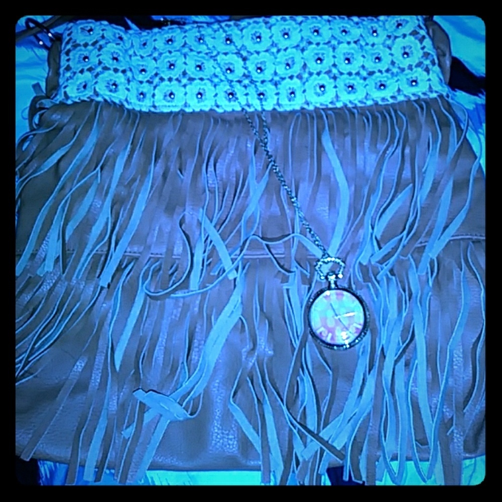 Fringe bag with choice of necklace